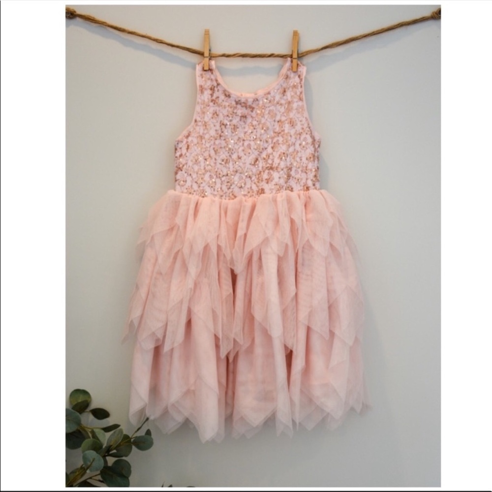H&M Pink Sequined and Tulle Dress Girls Size 10